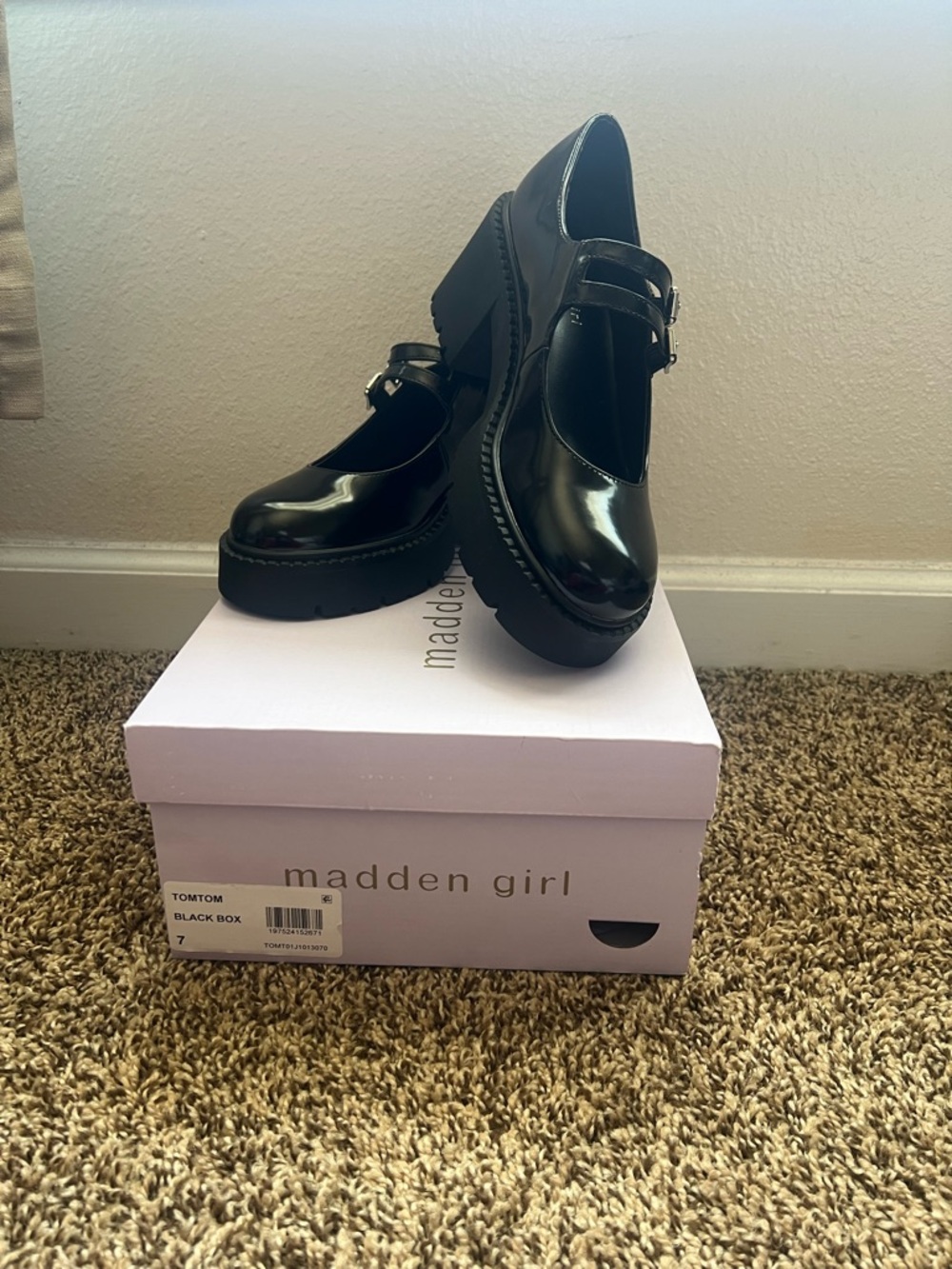 Madden Girl Black Patent Mary Jane Platform Loafers